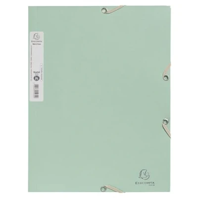 Image de Exacompta Réf. 55233E Carton de 25 chemises à élastiques Autentik pochettes 3 rabats en carte recyclée 400g/m2 dimensions 24 x 32 cm pour documents au format A4 vert sauge