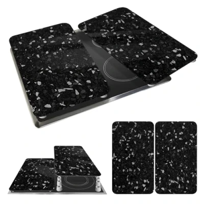 Image de WENKO Protection Plaque de Cuisson Terrazzo en Verre trempé pour Toute Couvre Cuisson, Planche à découper, Extension Plan Travail Lot 2 52x30cm Multicolore