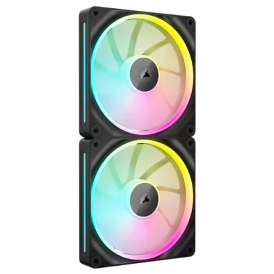 Image de CORSAIR iCUE Link LX140 RGB 140 mm PWM Ventilateurs Paquet Double Boucles Lumineuses Inclut System Hub Technologie AirGuide Noir