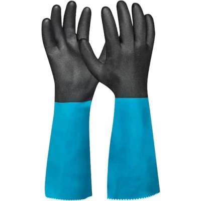 Image de Gebol Grip Tech Plus 1 paire de gants longs en caoutchouc nitrile, PVC et tricot nylon à l&#039;intérieur contre les produits chimiques, l&#039;acide, l&#039;huile la graisse Imperméables antidérapants