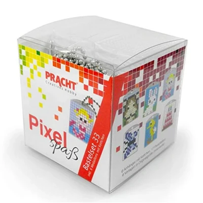 Image de Pracht Creatives Hobby Pixel P90071 63501 Kit de bricolage amusant 33 pour enfants, système d&#039;assemblage simple avec des petites pierres en bioplastique créer 6 porte clés (médaillons)
