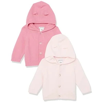 Image de Amazon Essentials Sweat à Capuche Mixte Bébé, Lot de 2, Rose Clair/Rosé Grisé, 24 Mois