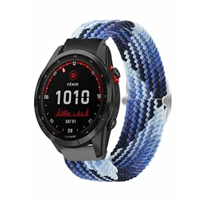 Image de Lonkenn 26mm Bracelets pour Garmin Fenix 7X/Fenix 7X Solar/Fenix 6X/Fenix 6X Pro/Fenix 5X/Fenix 5X Plus/Fenix 3 /Fenix HR/Fenix Sapphire, Tressé Bracelet Sapphire Solar Coloré Bleu
