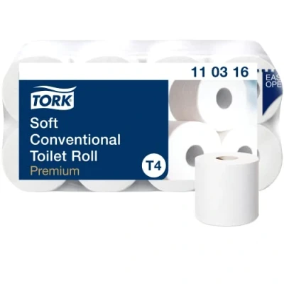 Image de Tork Papier Toilette Rouleau traditionnel doux blanc T4, Premium qualité, 3 pli, 8 Rouleaux x 27.5m, 110316
