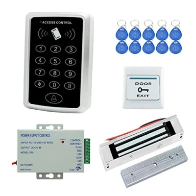 Image de YAVIS Ensemble Complet De SystèMe ContrôLe D&#039;AccèS RFID, 180kg / 350lbs Serrure éLectromagnéTique, Alimentation 3a, Sortie Bouton Porte D&#039;EntréE Clavier NuméRique 10 CléS