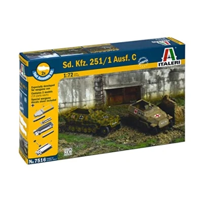 Image de Italeri SD.Kfz.251/1 Ausf. D Fast Assm. Kit Maquette Plastique à Assembler, I7516, Vert/Noir