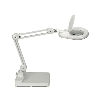 Image de MAUL Lampe Loupe MAULviso sur Pied pour des travaux en Atelier et au Bureau Eclairage avec 54 LED eclairante 6.500 Kelvin grossissement 1,75 Fois Blanc