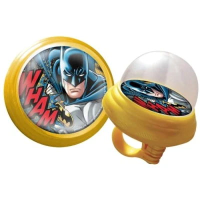 Image de Sonnette vélo modèle Squeezy Enfant Batman Chauvesouris Superhéros Jaune Noir