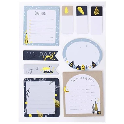 Image de Bullet Journal notes autocollantes Douce nuit 9 blocs différents de adhésives pour la période Noël à faire ton carnet Set 1