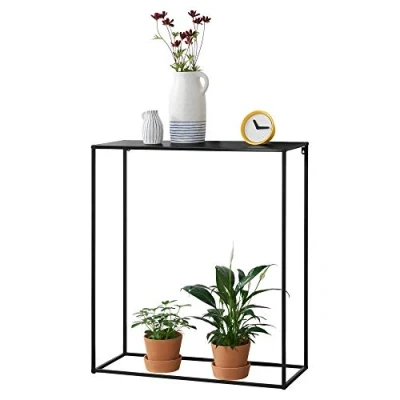 Image de Table Console d&#039;Appoint Industriel en Métal Résistant 92 x 80 32 cm Noir Mat