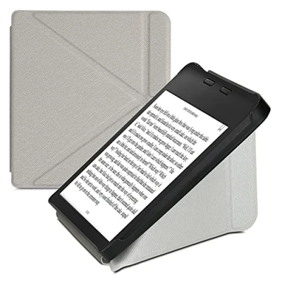 Image de kwmobile Étui Compatible avec Kobo Libra 2 Coque à Rabat magnétique Tablette eReader Similicuir argenté