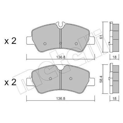 Image de METELLI 22 0991 0 Jeu de plaquettes frein préparé pour indicateur d&#039;usure FORD: Transit Custom V362 Van, Mk7 Van