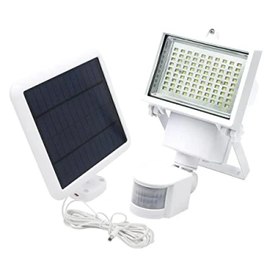 Image de Projecteur solaire blanc eclairage puissant panneau déporté LED COOPER WHITE H22cm avec détecteur de mouvement orientable