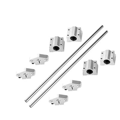 Image de S SIENOC 450mm 3D imprimantes &amp; CNC φ8mm Axe optique/Axe linéaire/guidage linéaire/axe de précision 45# en acier Chromé + Support Horizontal Roulement à Billes (Typ 6, 2Set, 450mm)