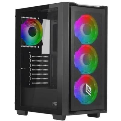 Image de Noua Smash S102 Boîtier PC Gaming ARGB Mid Tower ATX, 4 Ventilateurs LED RGB synchronisables 120 mm, Panneau Avant Mesh et latéral en Verre trempé