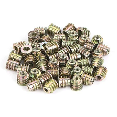 Image de M4x8 (50pcs) Écrous Hexagonaux Inserts en Bois Alliage de Zinc avec pour Meubles