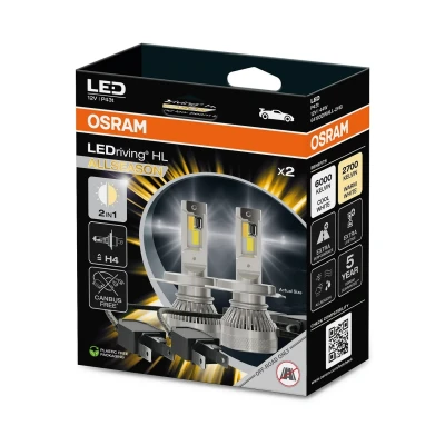 Image de Osram LEDriving HL ALLSEASON ≜H4, lampe LED pour feux de route et croisement, couleur lumière commutable du froid au blanc chaud, 6000K à 2700K, utilisation tout terrain uniquement pas d&#039;ECE