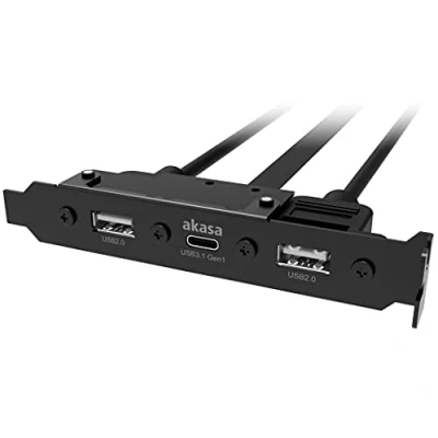 Image de Akasa Câble Adaptateur Interne USB 3.1 Gen 1 avec Deux Ports 2.0 Type A Support PCI 5 Go/s Convertisseur C Cartes de Port AK CBUB53 40BK
