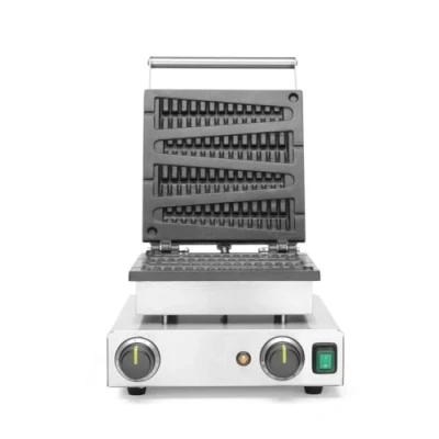 Image de HENDI Gaufrier &quot;sucettes&quot;, pour 4 délicieuses gaufres sur un bâton, température est réglable en continu de 50˚C à 220˚C, Teflon®, 230V, 1750W, 310x395x(H)230mm, acero inoxidable 18/0