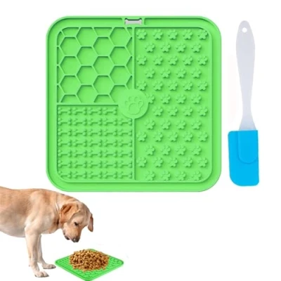 Image de JIEYUCHU Tapis de Lèche Chien, à Lécher pour Chiens et Chats avec Ventouses, sans BPA, Soulage l&#039;Anxiété, Facile Nettoyer, Chien Bain, Toilettage Dressage (Vert)