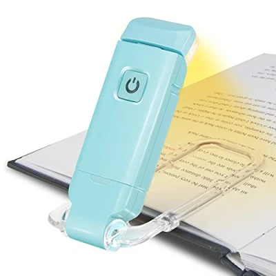 Image de HONWELL Lampe de Lecture pour Livre Liseuse Rechargeable USB 3 Réglages Luminosité la Protection des yeux, Flexible Pince Lire au Lit Lit, eReaders,Voyage,Bleu
