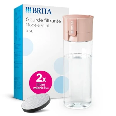 Image de BRITA Gourde filtrante Vital Abricot (0,6 L) réduit Le Chlore, Les Particules Fines ≥ 15 µm, Certains pesticides, herbicides et Hormones. Préserve minéraux tels Que Calcium magnésium