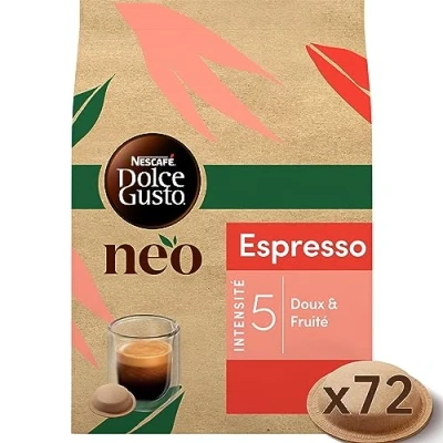 Image de NEO Espresso par NESCAFÉ® Dolce Gusto® 72 dosettes de café compostables à base papier (6 boîtes 12 dosettes)