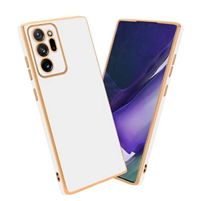 Image de cadorabo Housse Compatible avec Samsung Galaxy Note 20 Ultra en Glossy Blanc Or Étui de Protection Silicone TPU Flexible et pour Appareil Photo
