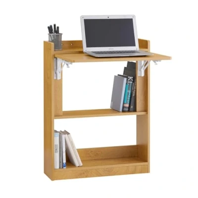 Image de SoBuy Bureau Pliant FWT92 N Table d&#039;Ordinateur Rabattable Multifonctionnel avec Etagères de Rangement, 63x58x82cm