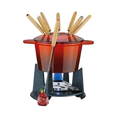 Image de Spring fondue Grenole Service à en fonte Rouge Ø 15,5 cm avec 8 fourchettes