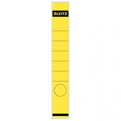 Image de Leitz Étiquettes Self Adhesive pour Classeurs à Levier Couverture Papier et Dos 50 mm, Étroit, Long, 39 x 285 Papier, 16480015, Jaune, Lot de 10