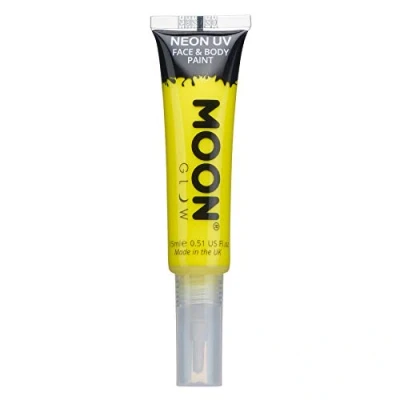 Image de Peinture néon UV visage et corps avec pinceau de Moon Glow 15ml Intense Jaune