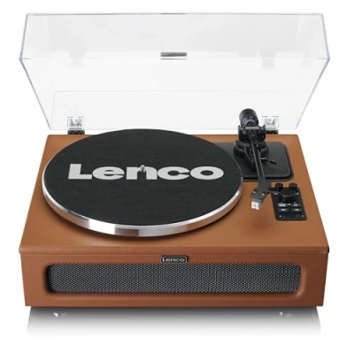 Image de Lenco LS 430 Platine vinyle Bluetooth haut parleurs intégrés 40 watts RMS entraînement par courroie contrôle de tonalité préamplificateur sortie RCA et entrée AUX marron, 430BN