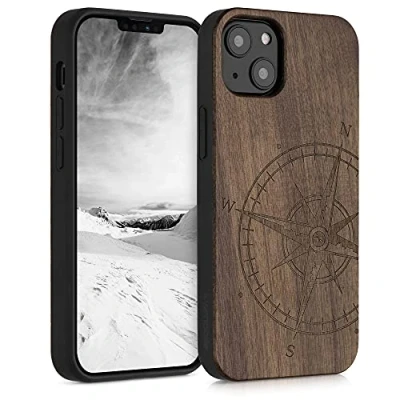 Image de kwmobile Housse Compatible avec Apple iPhone 13 Coque Étui de Protection Rigide Antichoc Cadre en TPU Brun foncé