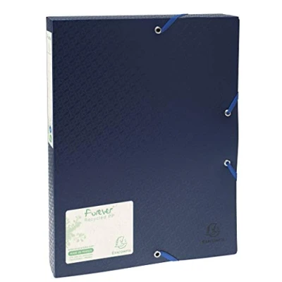 Image de Exacompta Réf. 553572E 8 boites de classement avec élastiques Forever en polypropylène recyclé dos 4 cm dimensions 25 x 33 pour format A4 couleur bleu livrées montées