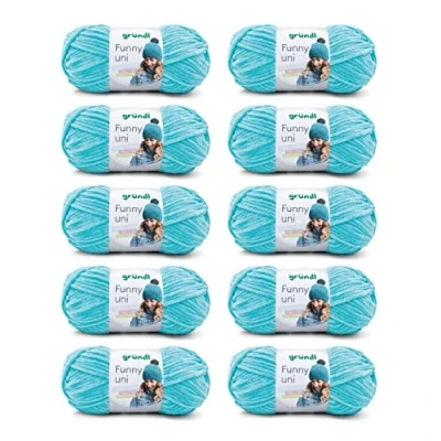 Image de Gründl Funny uni, fil pour aiguilles &amp; crochet (fil chenille à l’aspect velouté 100% polyester, 10 x 100 g / 120 m, grosseur d’aiguilles n 5 6, g), Turquoise