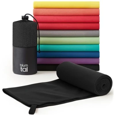 Image de Blumtal Serviette Microfibre 80x40 cm en Set de 2 Sport Musculation à séchage Rapide Salle Noir
