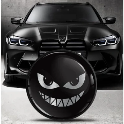 Image de Biomar Labs Compatible avec BMW emblème 51148132375 Avant/Capot/Coffre 82 mm Sourire Effrayant Noir EO 31