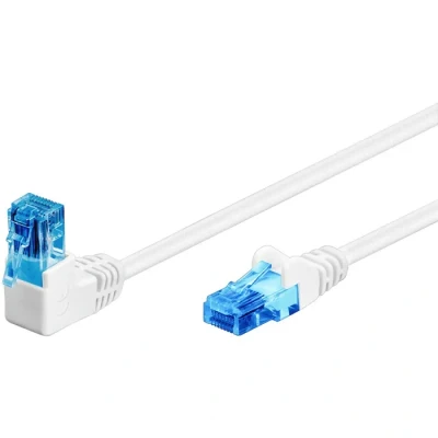 Image de goobay câble patch CAT 6A, connecteur 90 degrés, réseau, Ethernet, Playstation, Xbox, LAN, DSL, U/UTP, RJ45, blanc, 3 mètre 51538