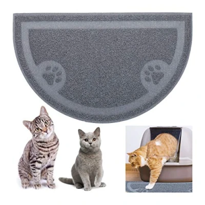Image de Relaxdays Tapis de gamelle, écuelles Chats &amp; Chiens, antidérapant, étanche, Support en PVC, 40x59 cm, Gris 1 élément