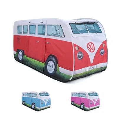 Image de Board Masters Tente de Jeu Pop up pour Enfants Volkswagen en Design Combi T1 165 cm (Face du Combi/Rouge)