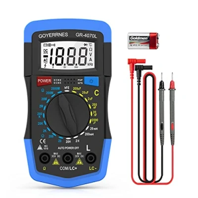 Image de Multimètre numérique GR 4070L Inductance LCR Meter, 1999 Counts Capacitance Resistance hFE Test Multimeter, Manual Range, Back Light, Auto Power Off, Testing Meter Tool