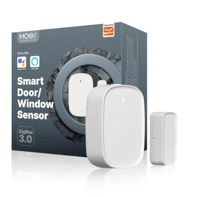 Image de MOES Capteur de Porte et Fenêtre Intelligent, Nécessite ZigBee Tuya/MOES Gateway, Détecteur sans Fil pour Système d&#039;alarme Maison Intelligente, compatible avec l&#039;application Smart Life/MOES/Tuya