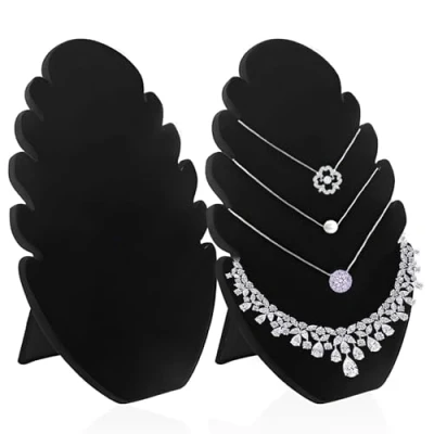 Image de Présentoir à Colliers en Velours 2 Pcs Porte Collier Aide les Femme Ranger leurs ou Bijoux et Flamme est Noir Daim Comme Cadeau pour Vos Aimes