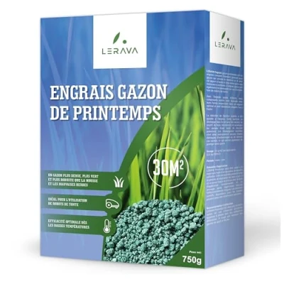 Image de LERAVA® printemps Engrais gazon 30m² pelouse libération d&#039;azote sur 3 mois fertilisant avec Bacillus subtilis Augmente la résistance des graminées engrais+gazon