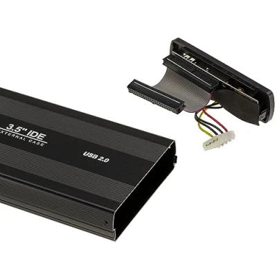 Image de KALEA INFORMATIQUE Boitier Externe USB pour disques durs IDE 3.5 40 pin avec Alimentation Externe. en Aluminium, Coloris Noir