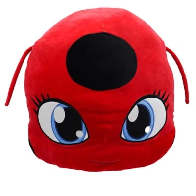 Image de Miraculous Ladybug Tikki Oreiller en Peluche de 40cm Jouet Extra Douce pour Enfants avec Une Grande Poche secrète à Fermeture éclair l&#039;arrière (Wyncor)