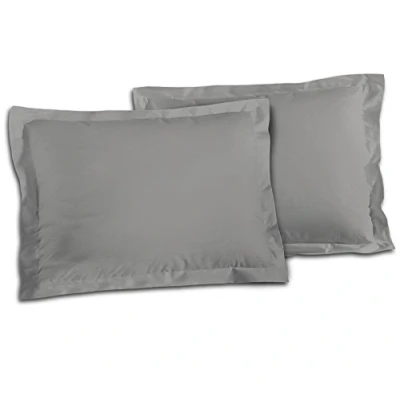 Image de Lot de 2 Taies d&#039;oreiller 100% Coton Gris Clair 50x70 cm