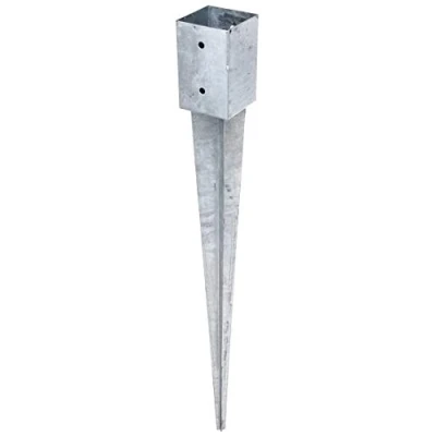 Image de Alberts 211301 Ancre à enfoncer pour poteau en bois rond ou carré galvanisée chaud 91 x mm longueur totale 900
