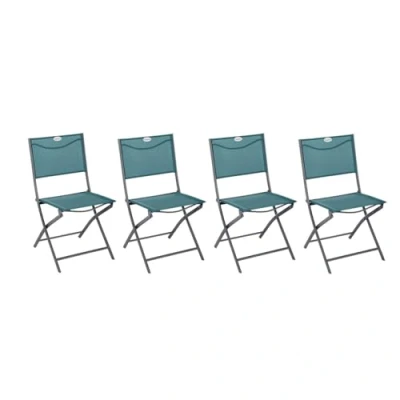 Image de Hespéride Lot de 4 chaises Jardin Pliantes Modula Bleu Canard &amp; Graphite